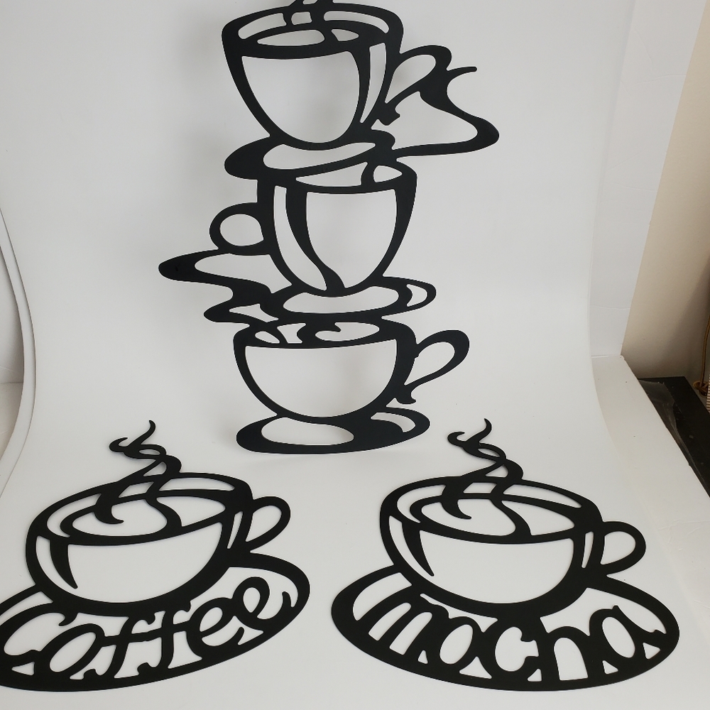 Black Thin Metal Coffee Cup Wall Decor